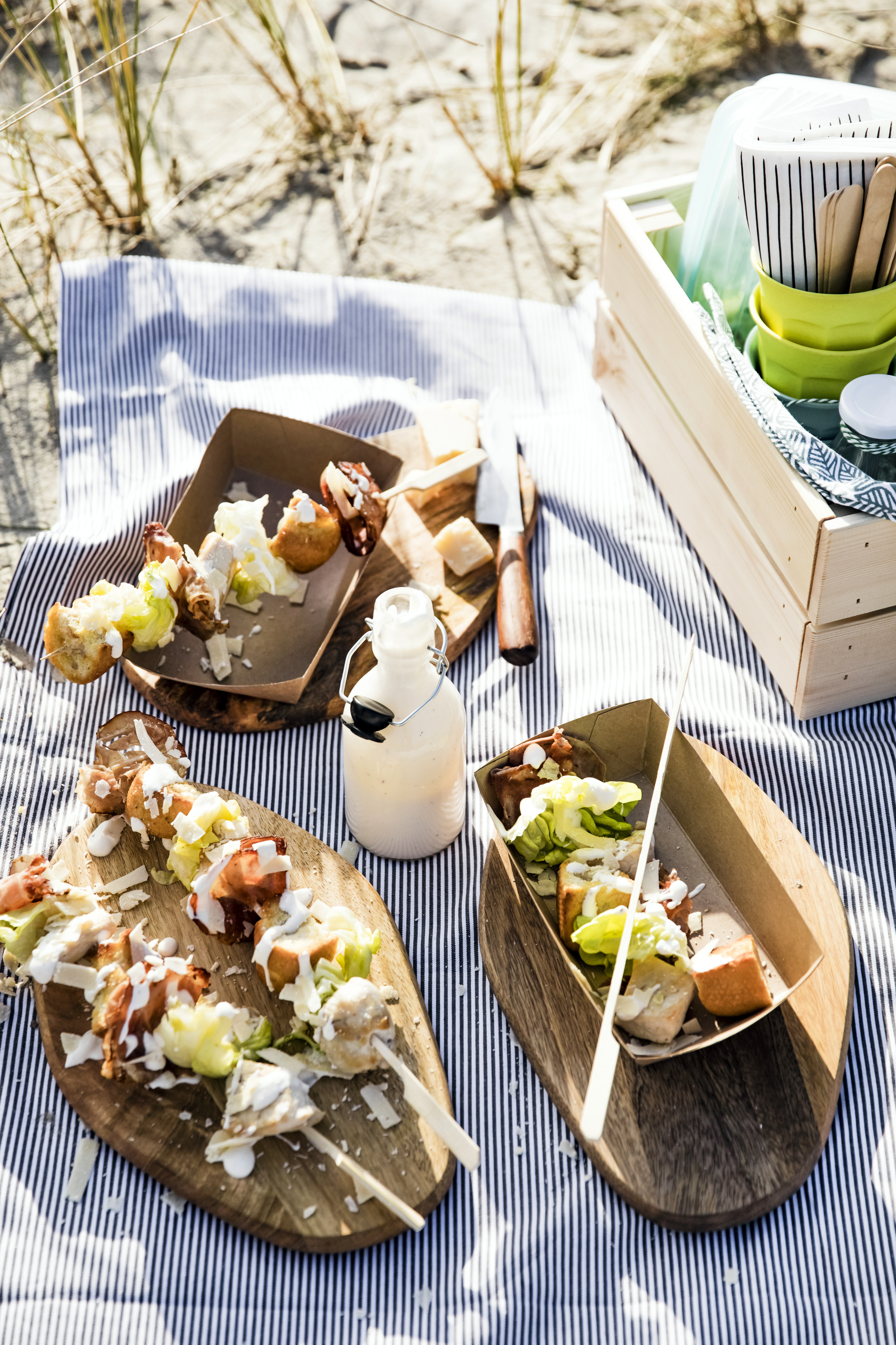 Caesar salad op een stokje