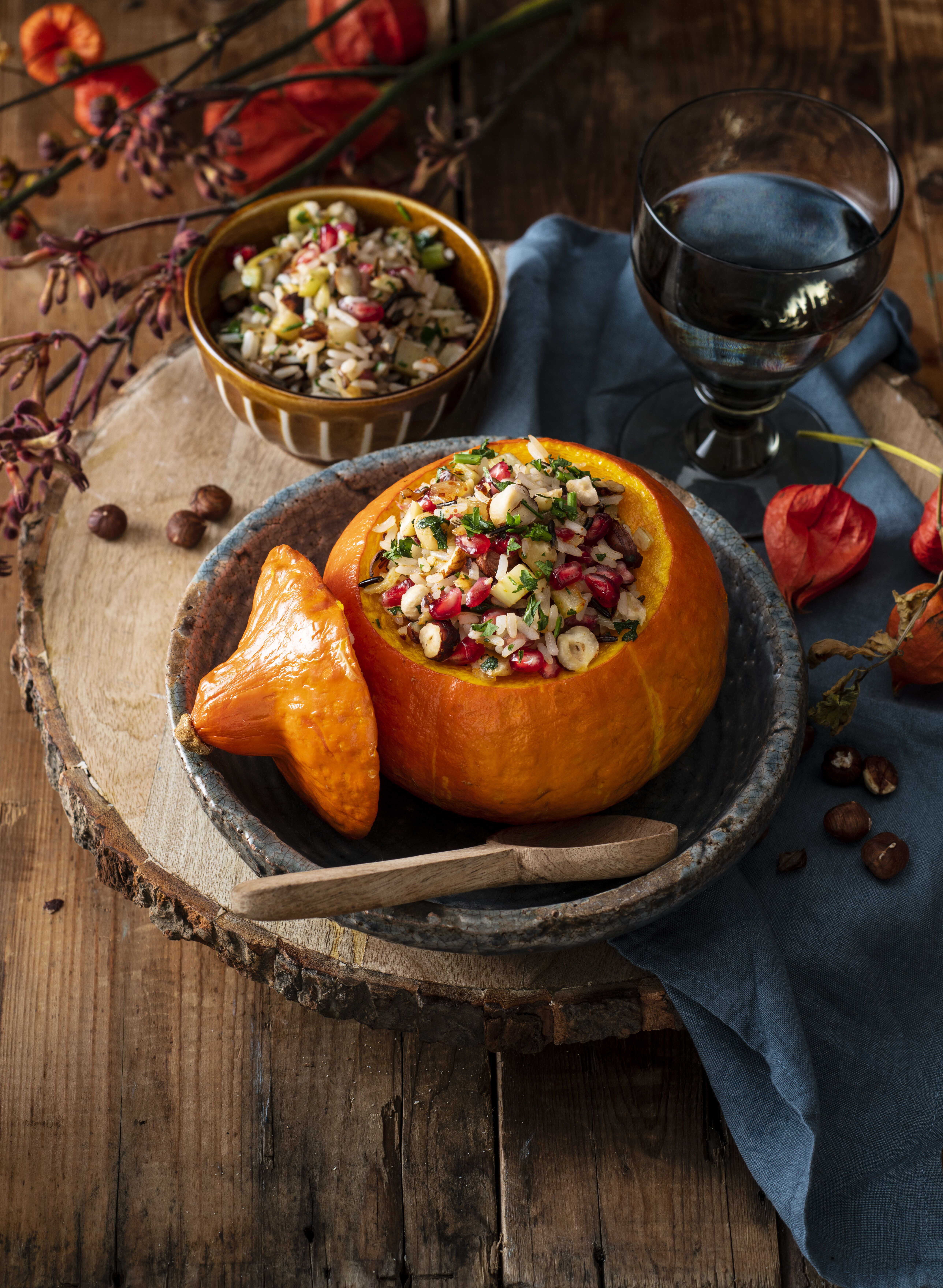 Gevulde pompoen uit de oven