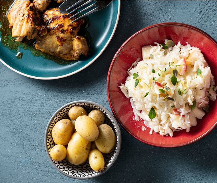 Romige zuurkool met appel en krieltjes