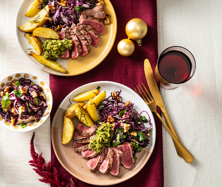 Biefstuk met olijvenpesto