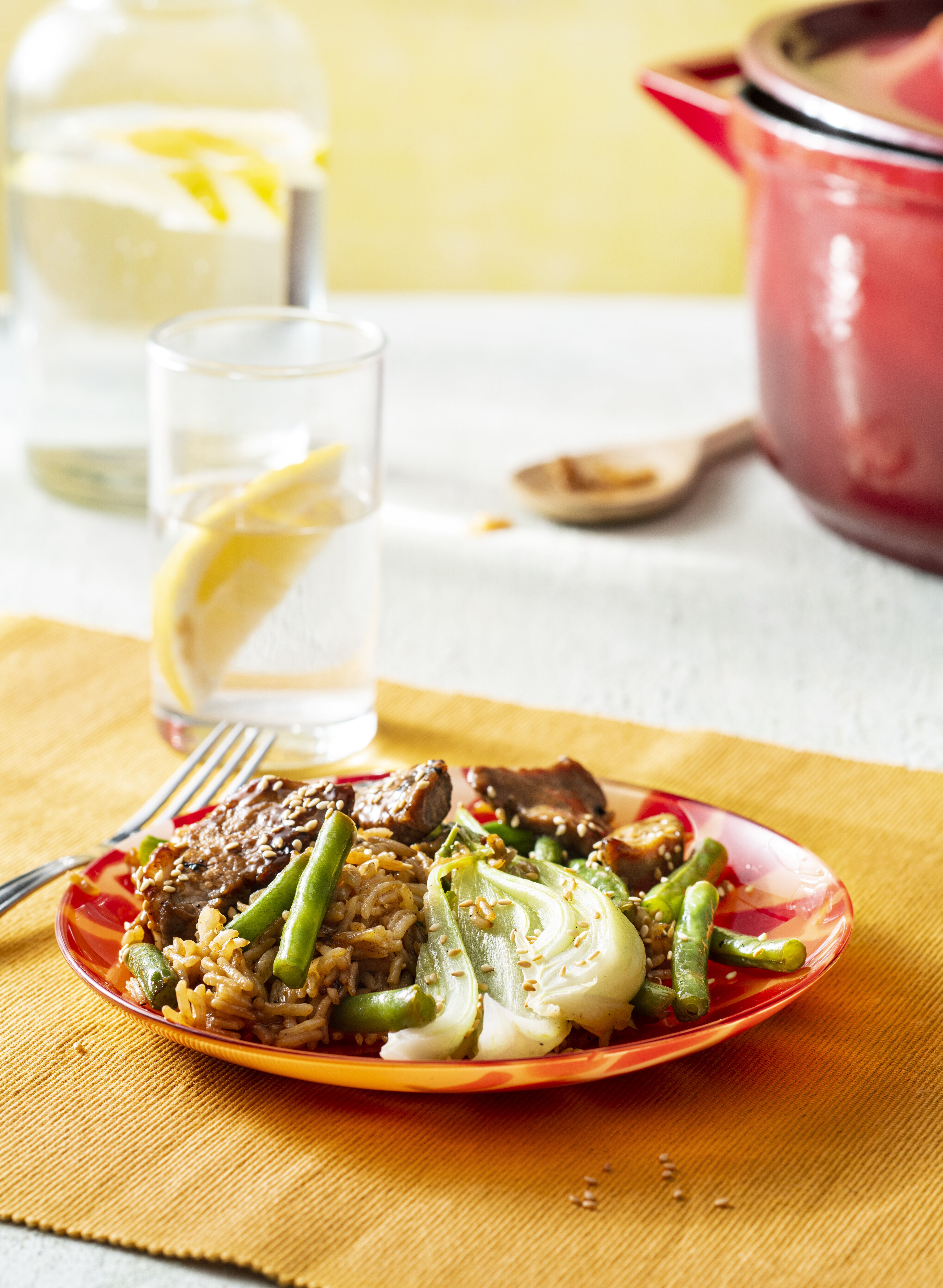 Paksoi met sticky pork