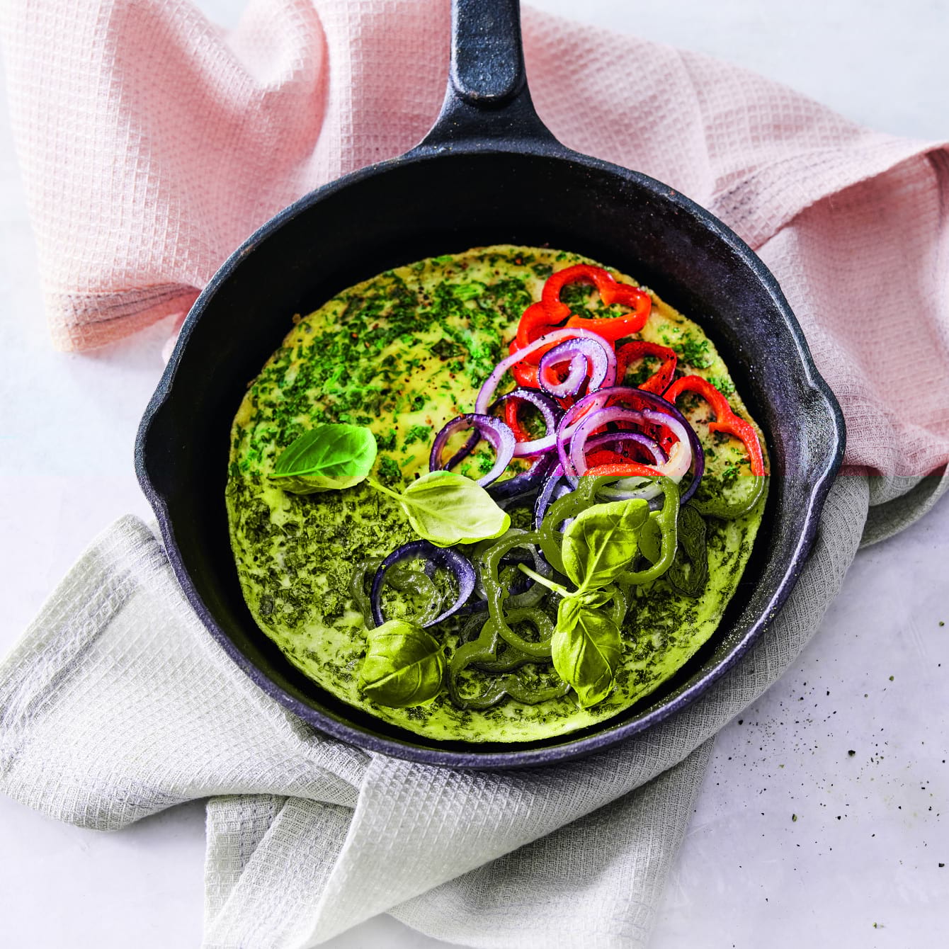 Kruidenomelet met paprika en ui