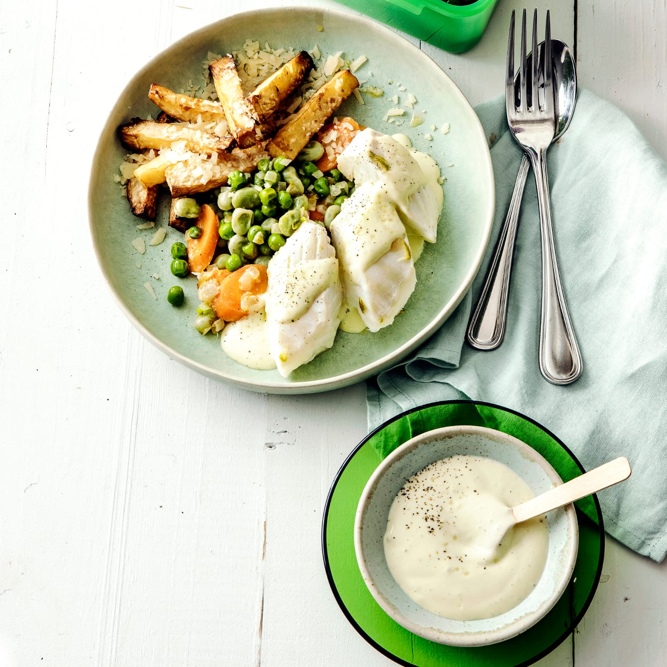 Gesmoorde groenten met kabeljauw