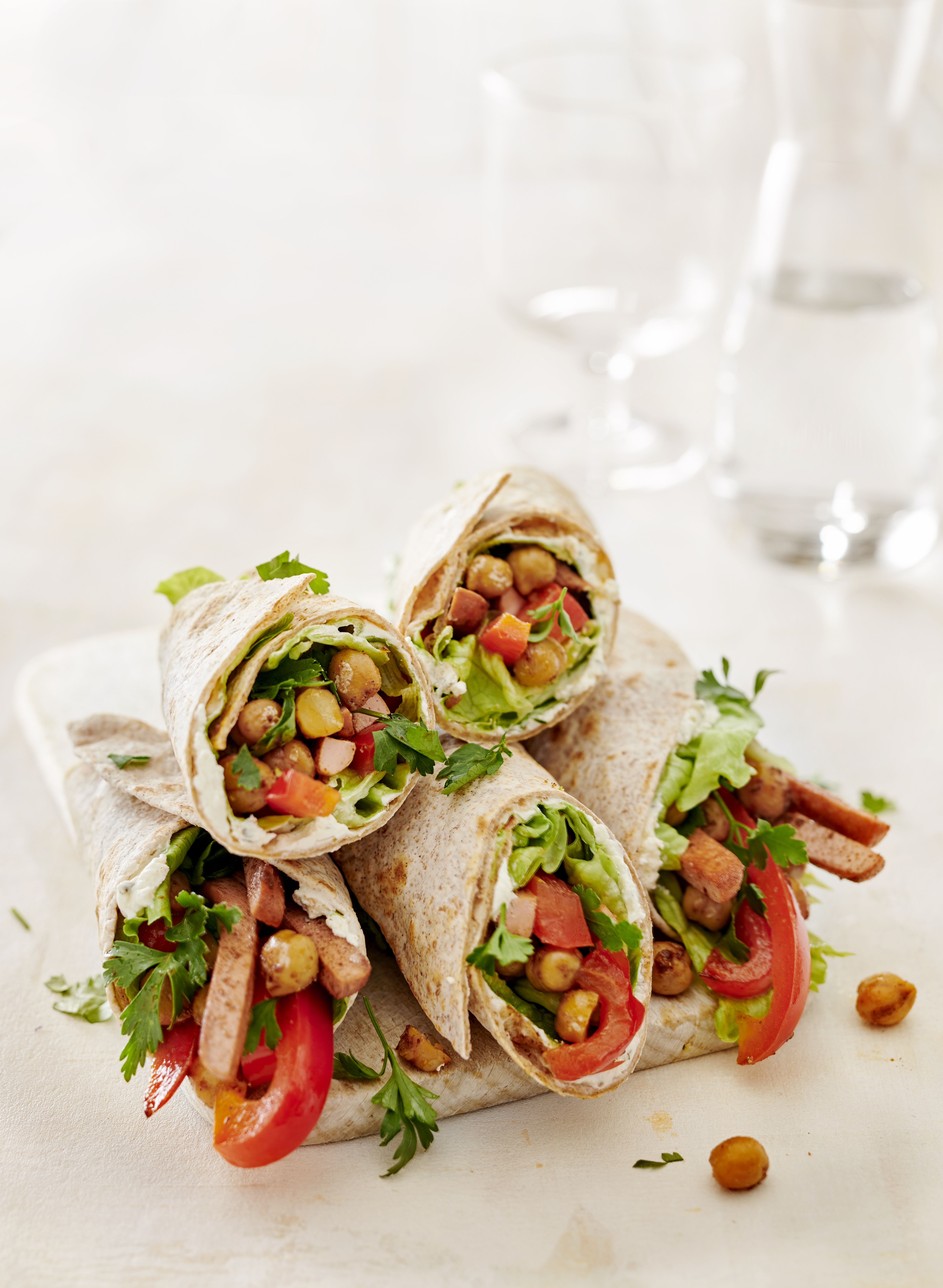 Wraps met roomkaas en kikkererwten