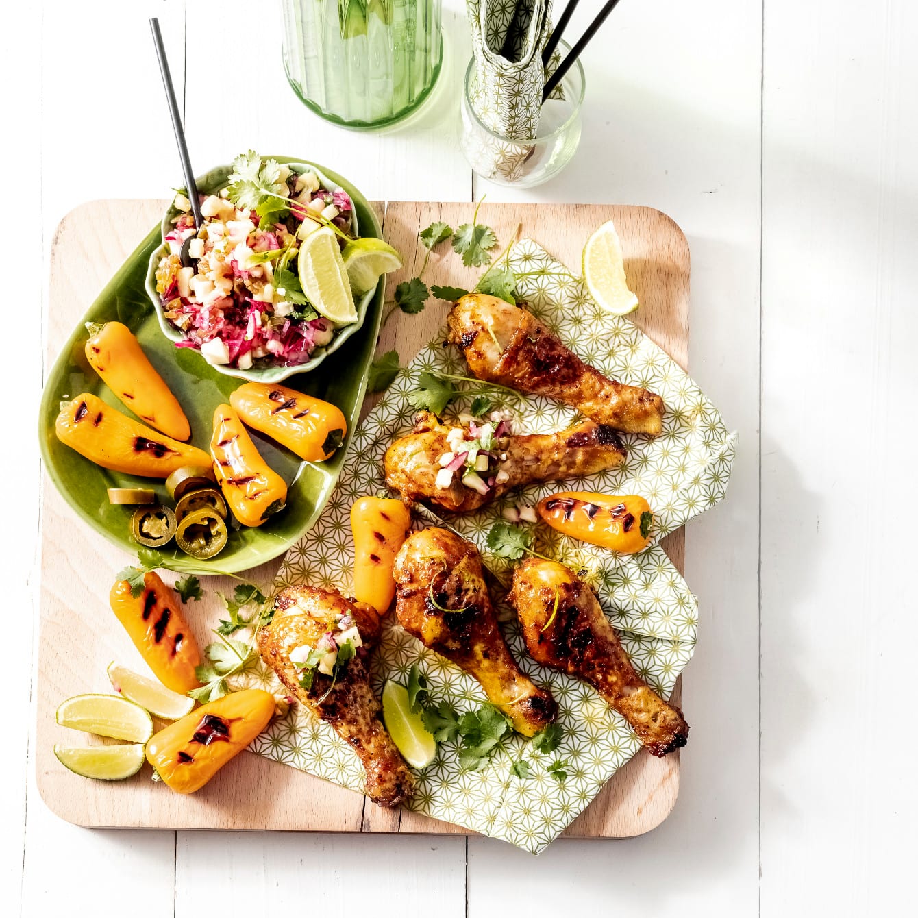 Drumsticks met huisgemaakte rub en Mexicaanse ananas-salsa