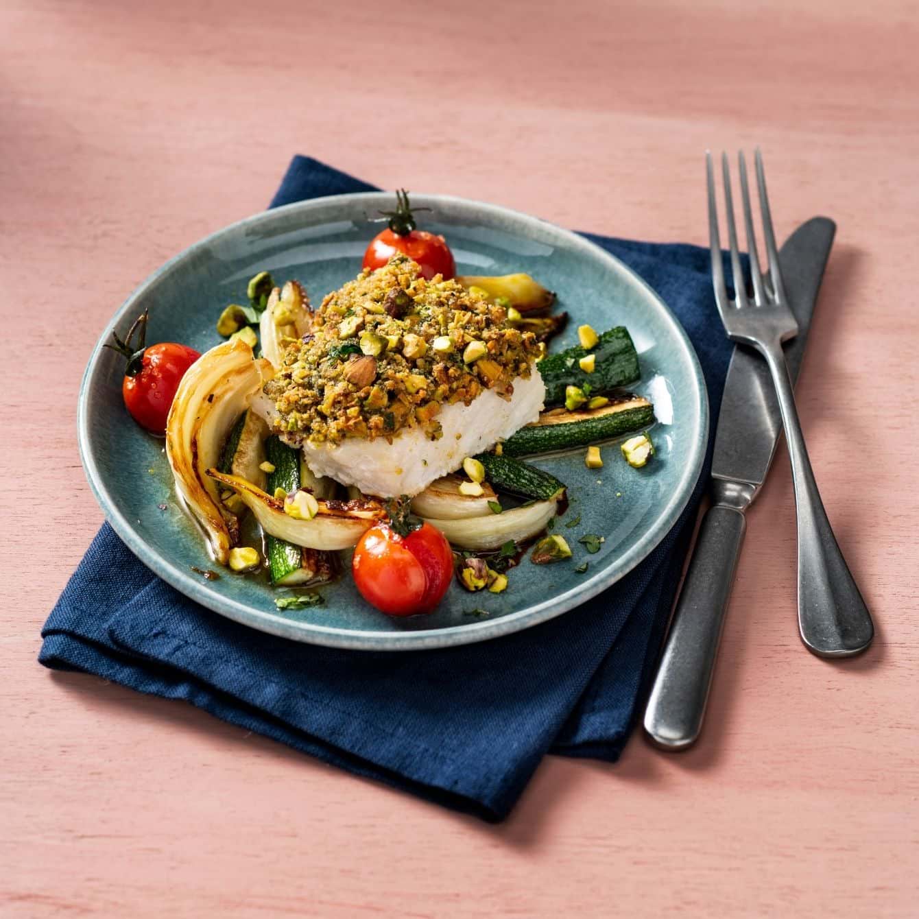 Kabeljauw met pistachekorst