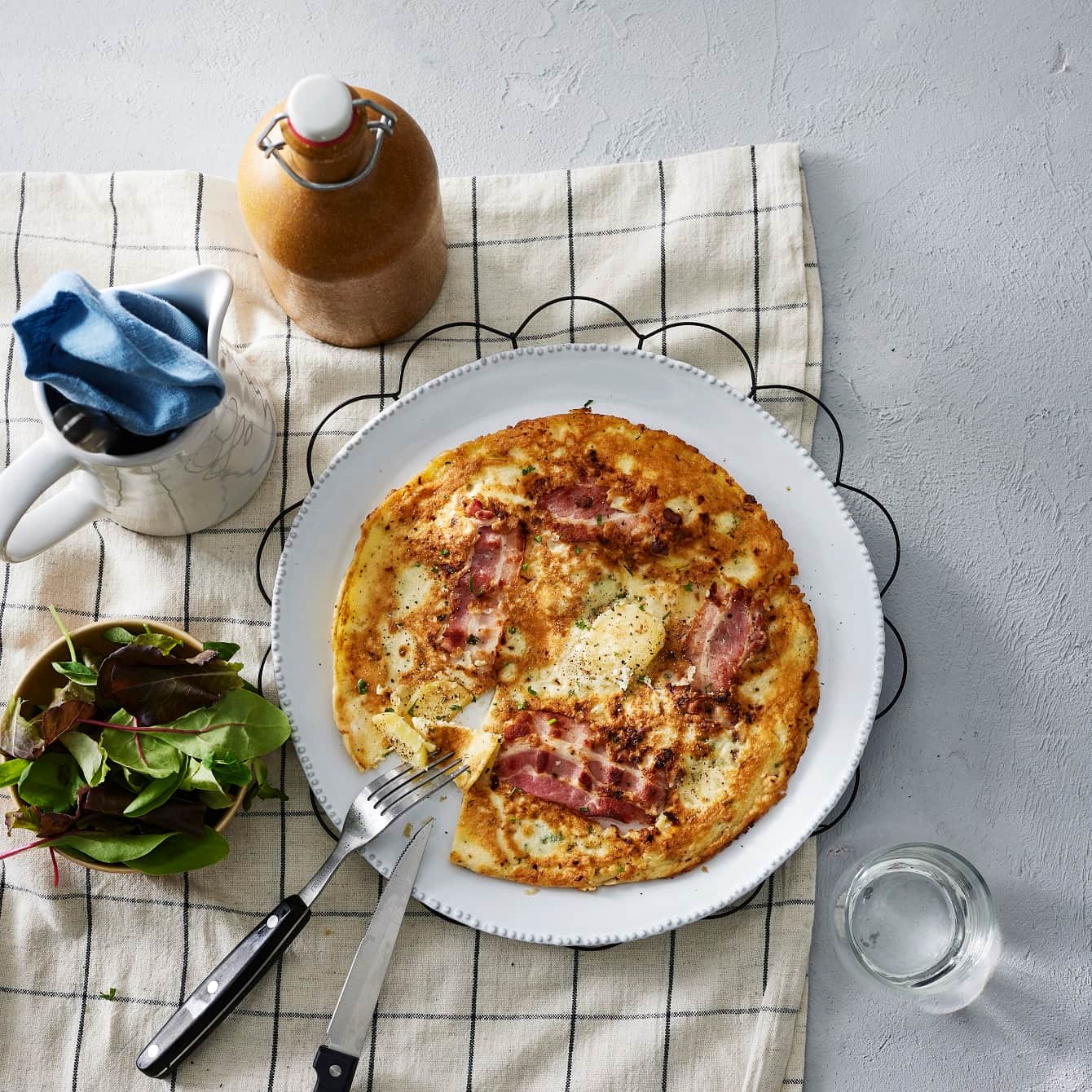 Aardappel spek pannenkoek