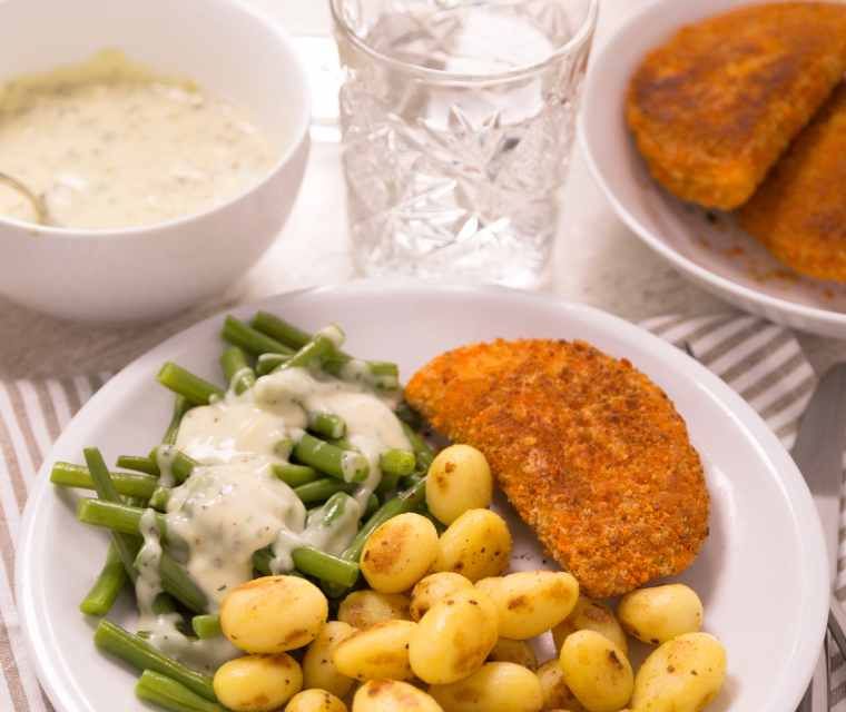 Kip cordon bleu met sperziebonen