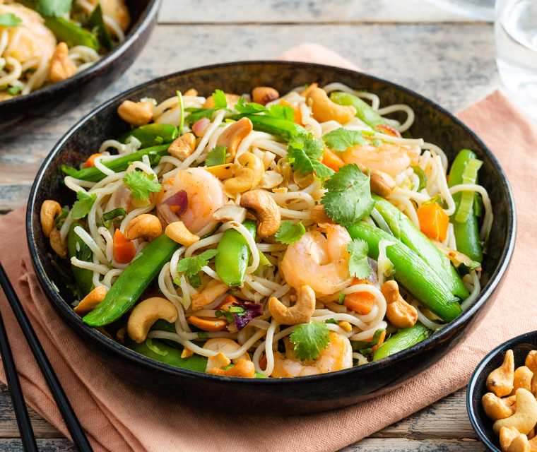 Noodles met wokgarnalen