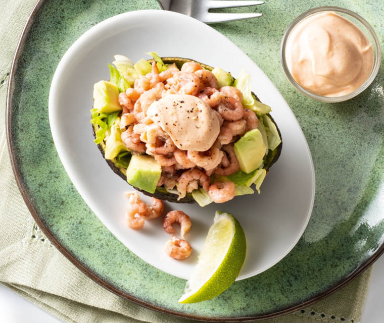 Garnalencocktail met avocado en pittige saus