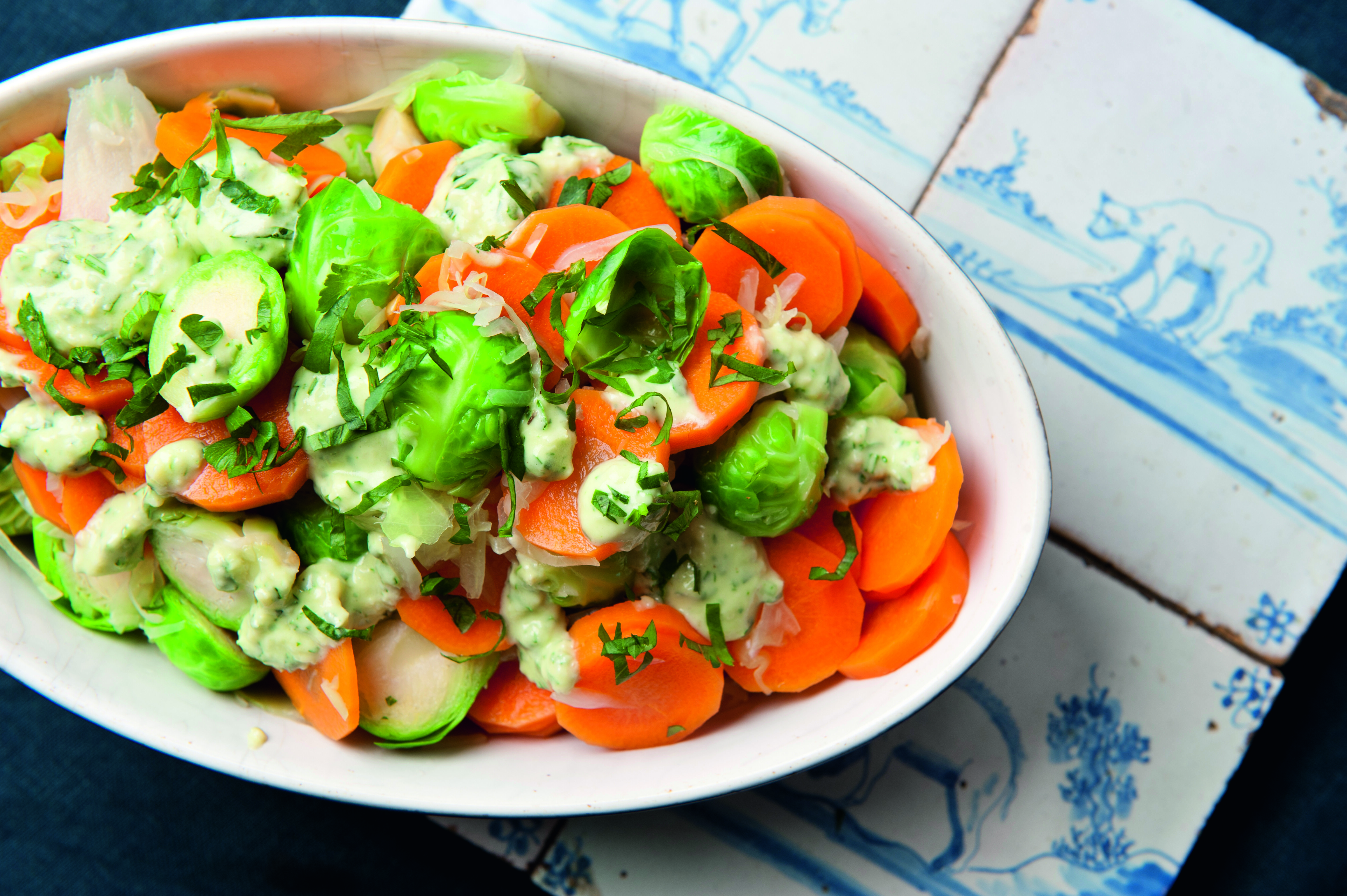 Gestoomde wintergroente met peterseliepesto