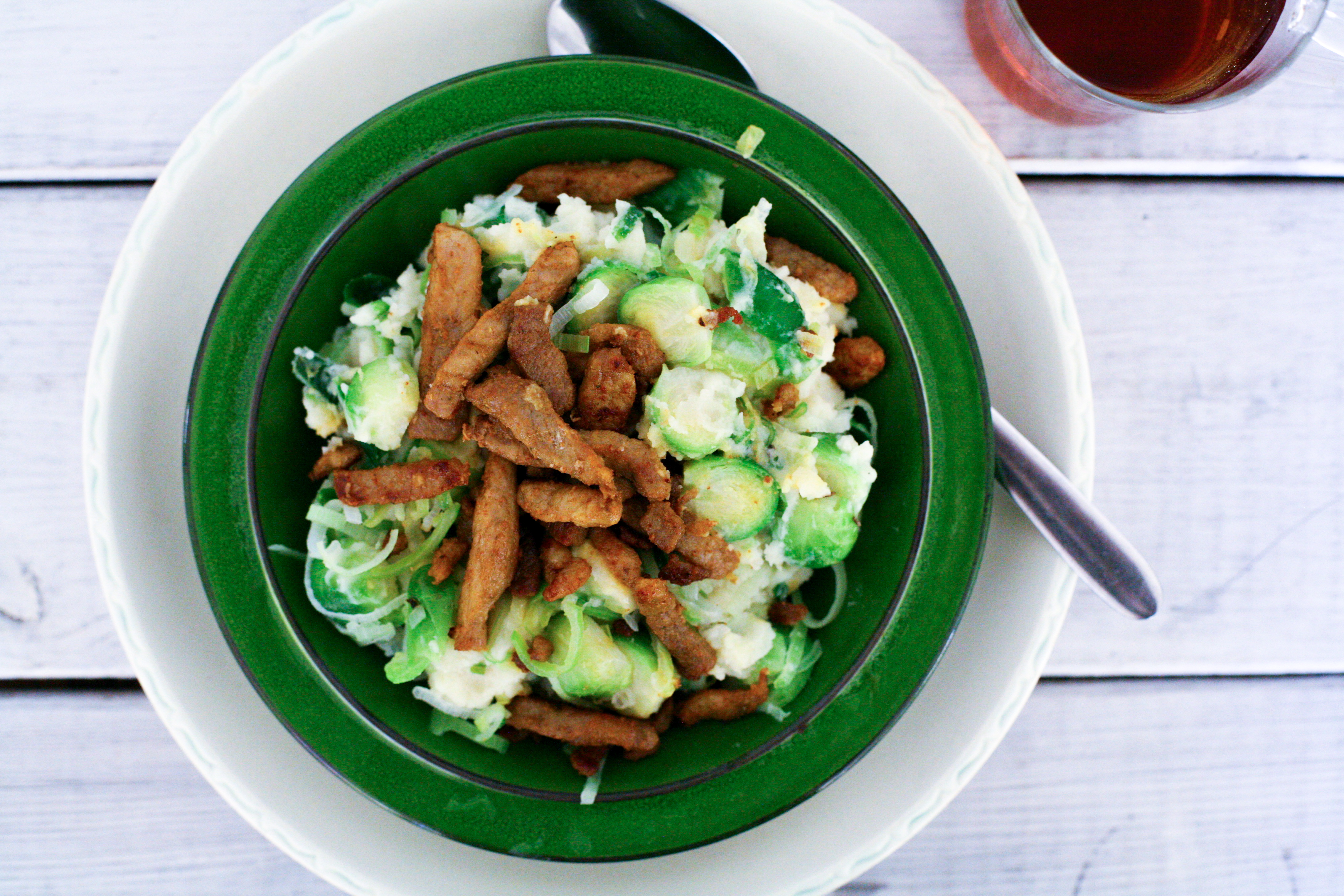 Stamppot met wintergroente en shoarmavlees