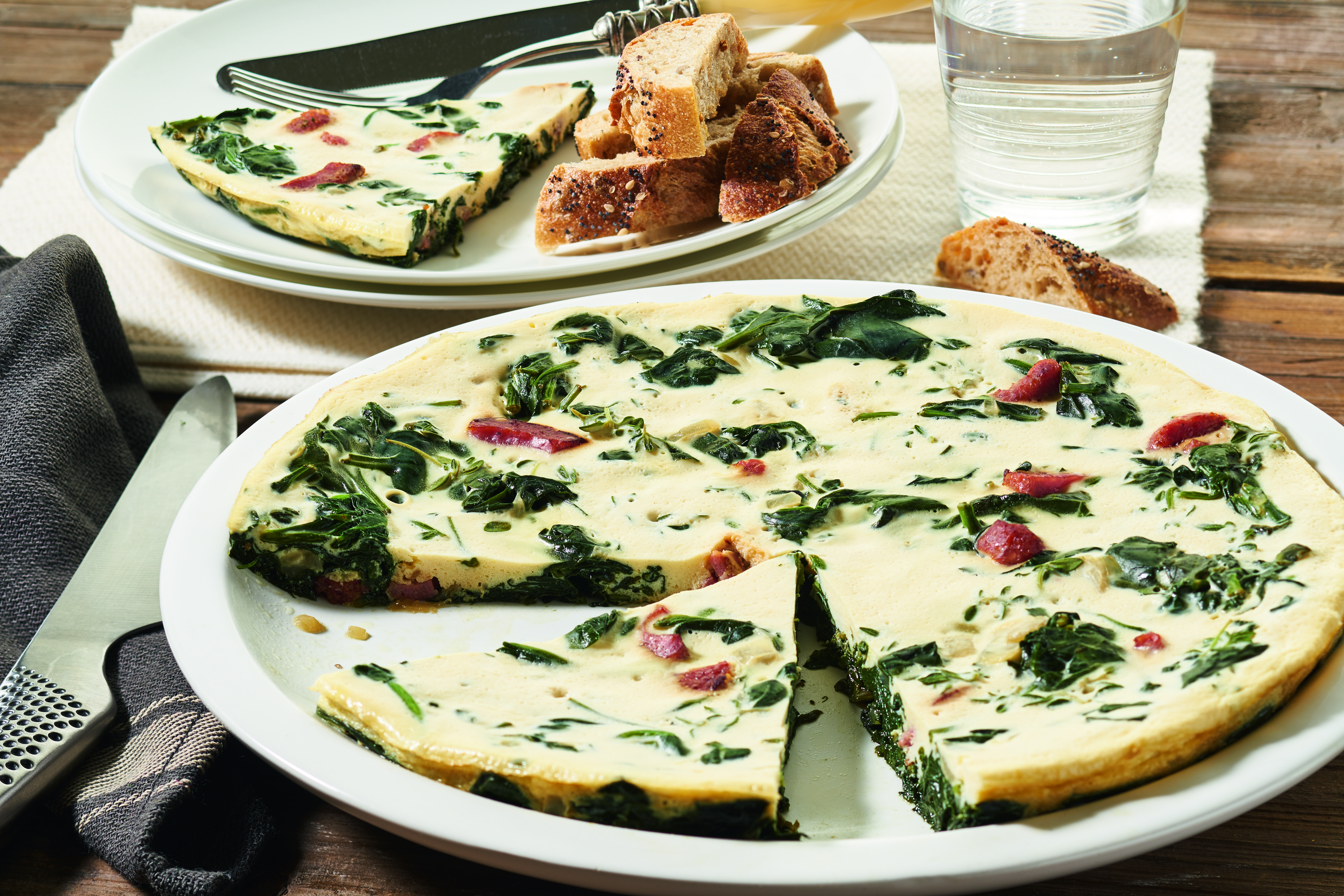 Frittata met spinazie en cervelaat
