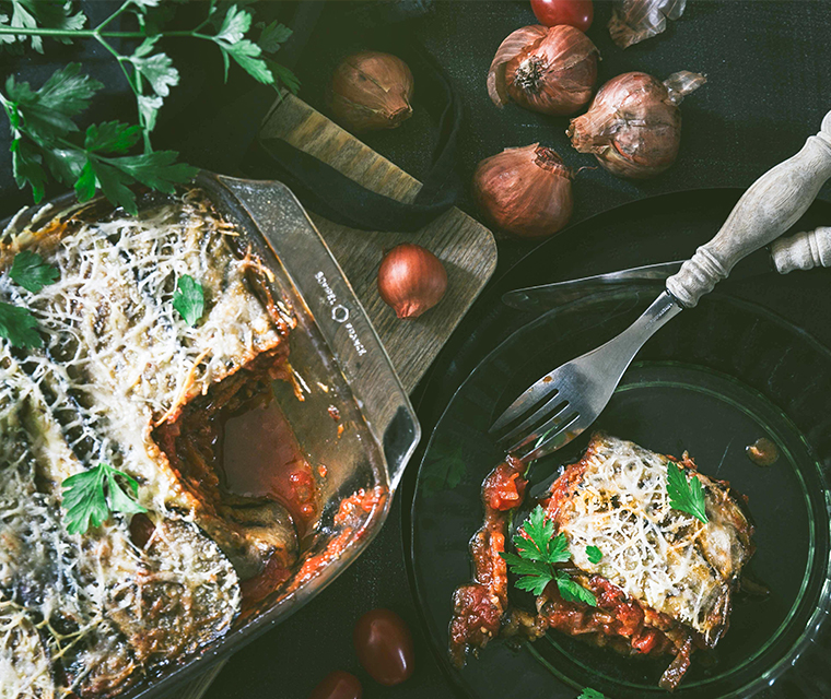 Ovenschotel van Rul Gehackt en aubergine (vegetarisch)