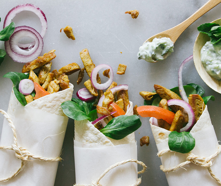 Wraps met tzatziki en Kip-Shoarma (vegan)