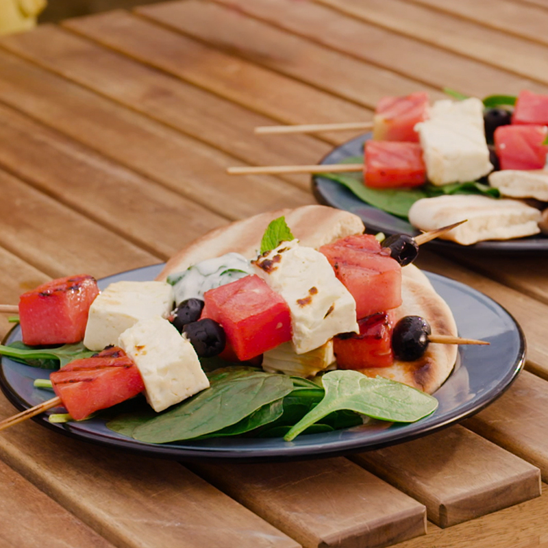 Feta watermeloen spiezen