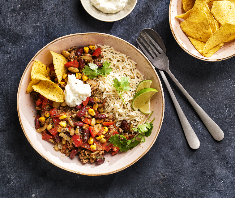 Chili con carne met limoen-korianderrijst