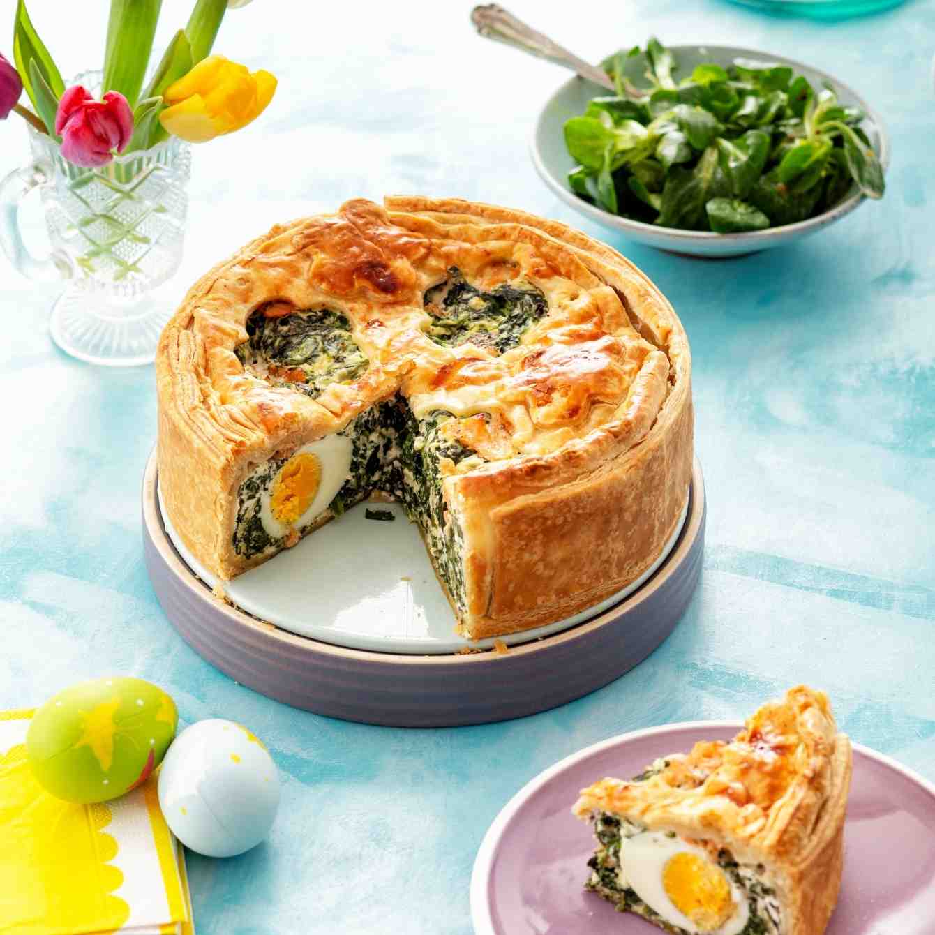 Spinazietaart met zalm