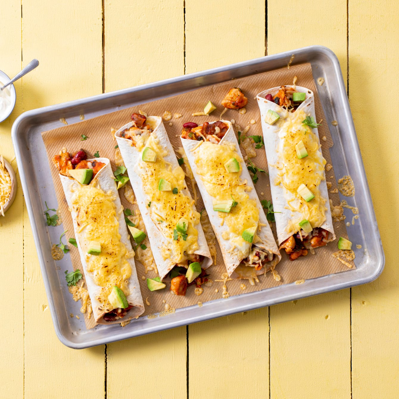 Gegratineerde burrito’s uit de oven
