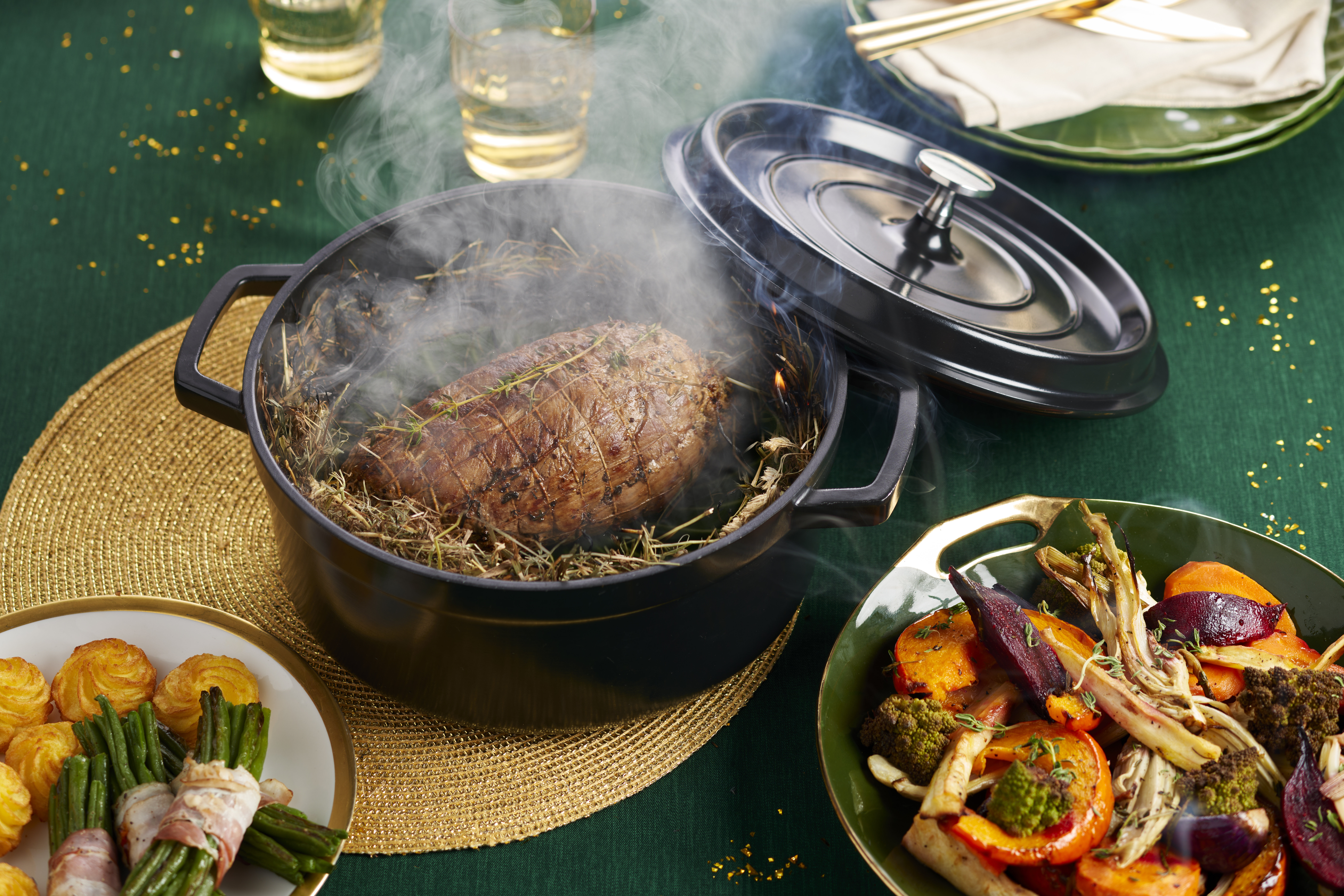 Op hooi gerookte rollade