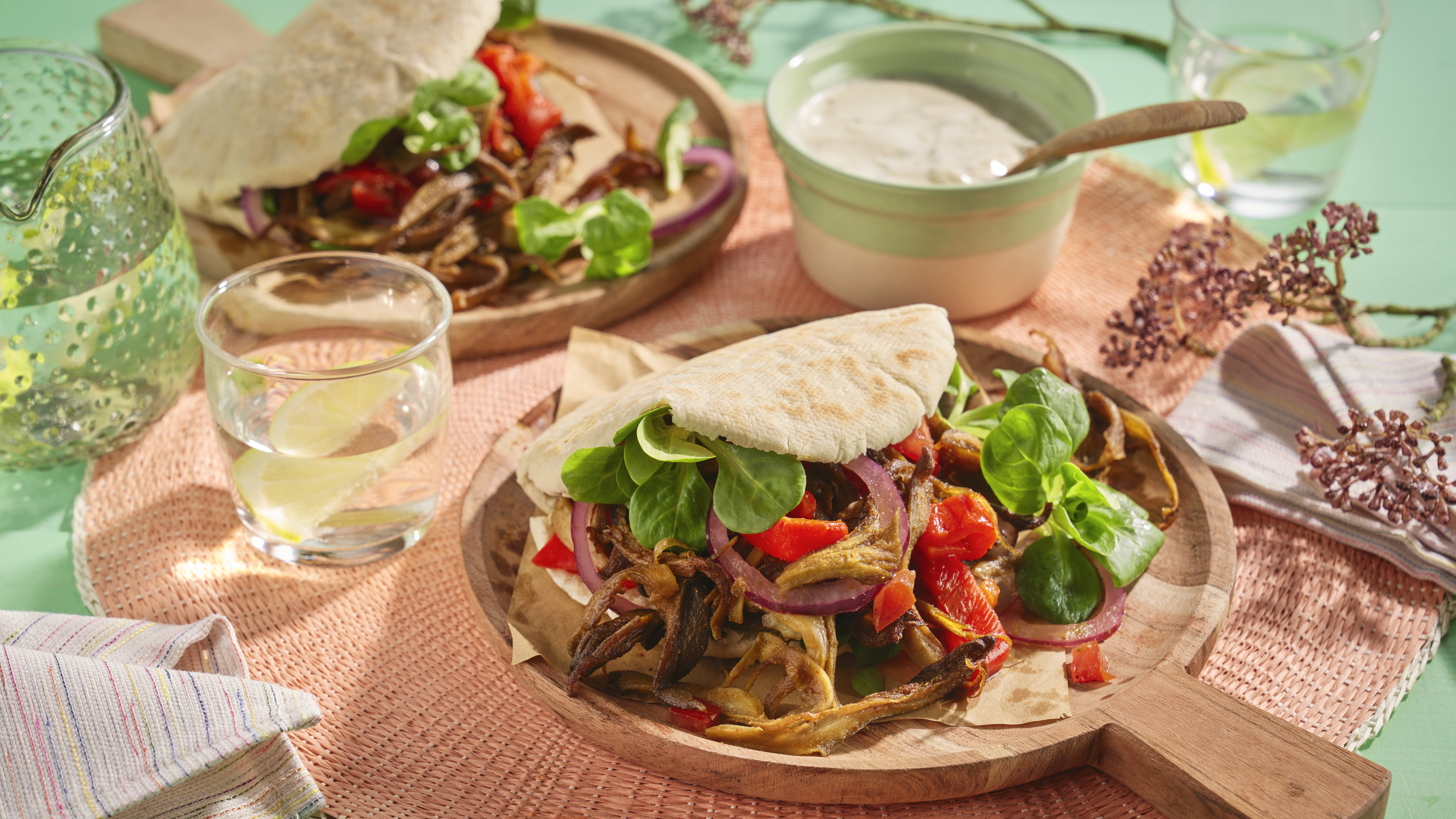 Vegan broodje shoarma met oesterzwammen