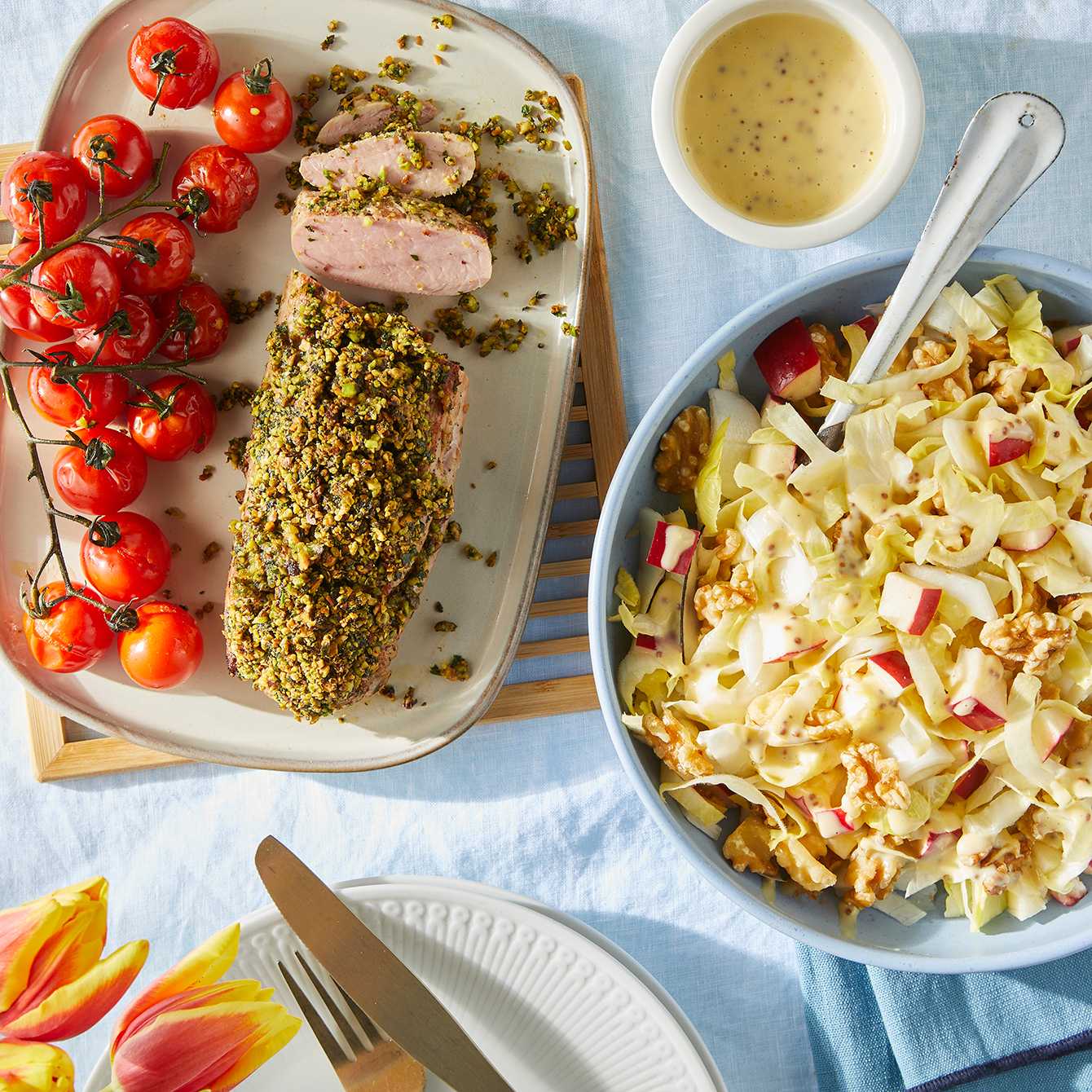 Varkenshaas met peterselie-pistache korst