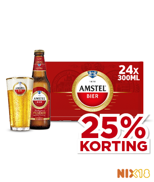 Amstel bier met 50% korting.