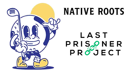 Golf Guy with Native Roots and Last Prisoner Project Logos