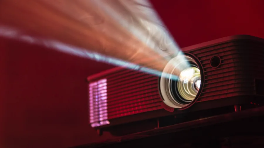 Movie projector with purple background