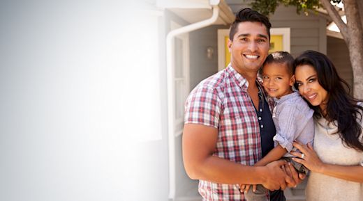 A Hispanic family spends time on the back porch