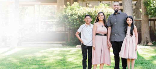 A family poses together