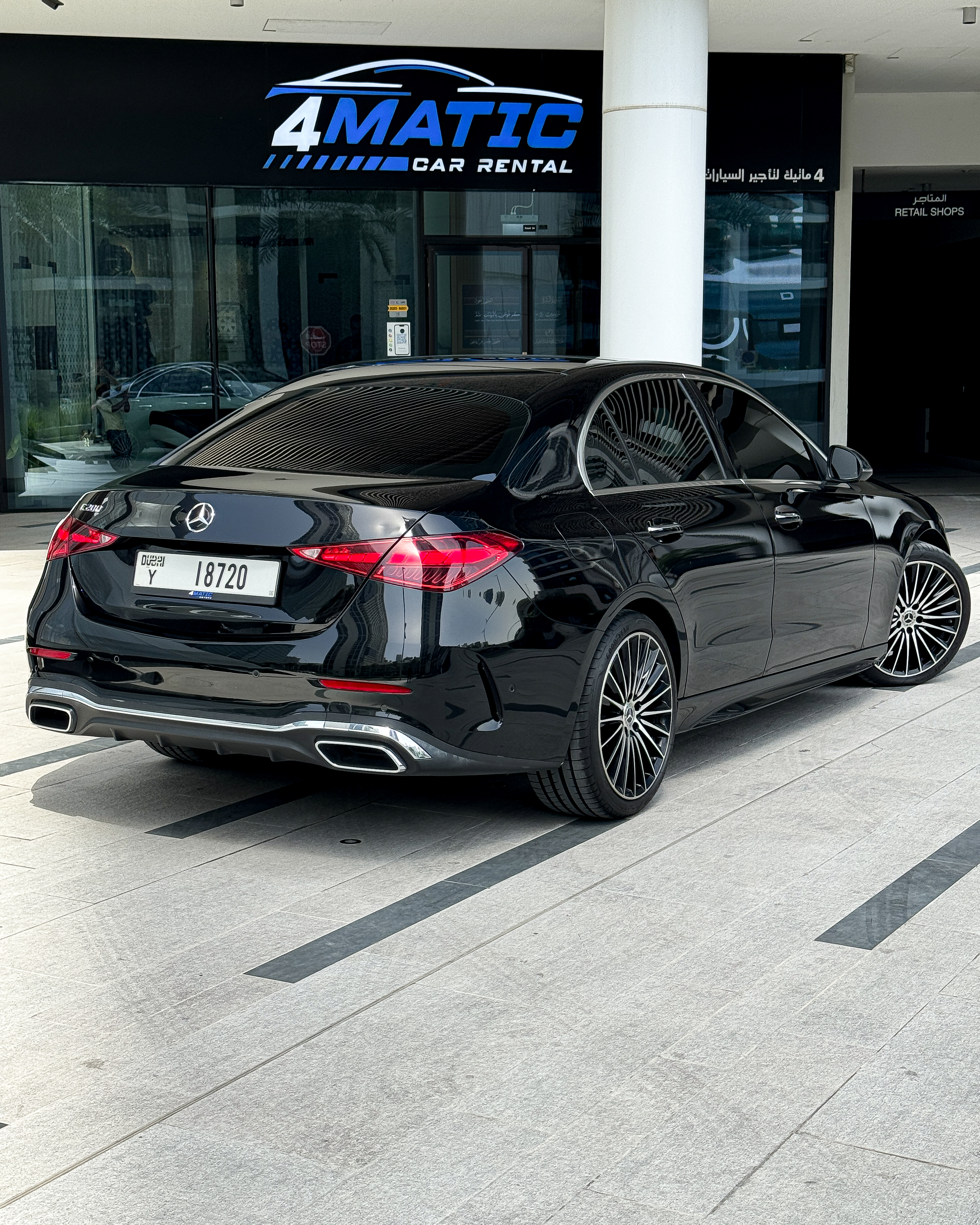 Mercedes C200 Black 2022 2022 for rent in Dubai — thumbnail 2