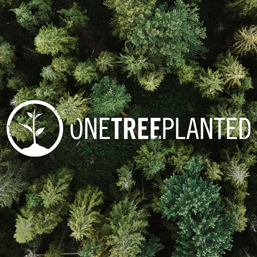 The One Tree Planted logo overlayed onto a green forest 
