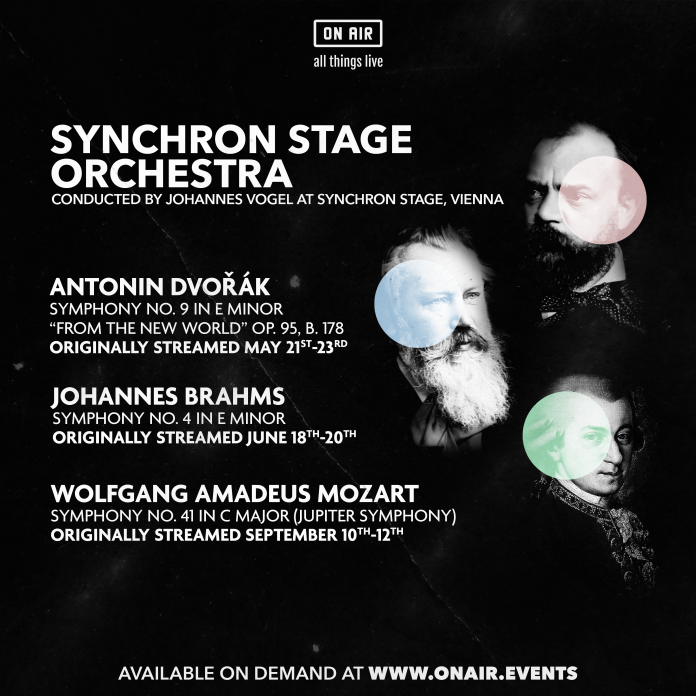 Synchron stage orchestra Poster of Johannes Vogel's Dvorak, Brahms and Mozart performances