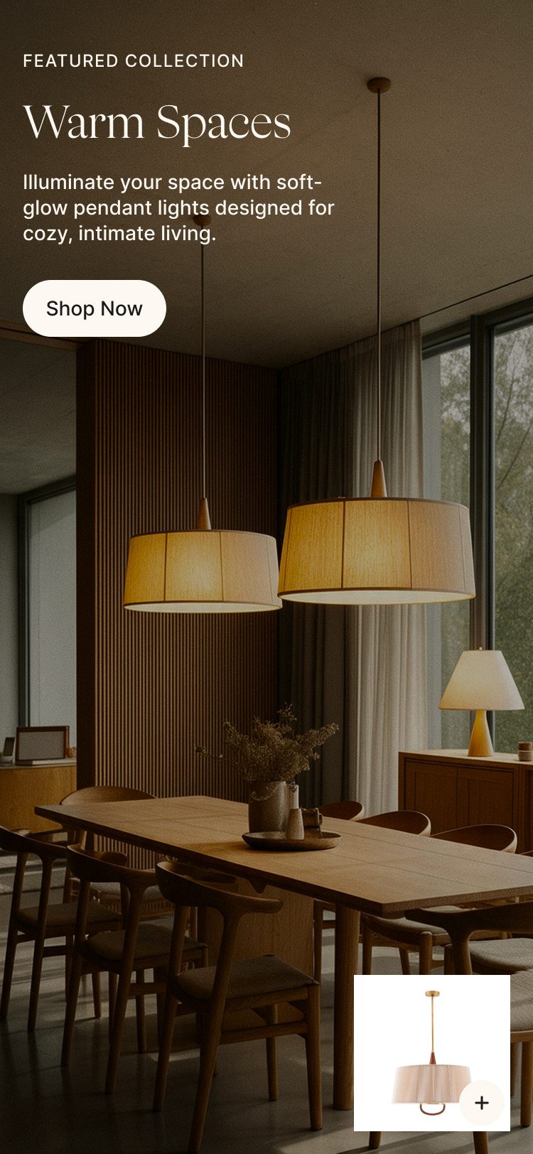 Warm Spaces featured collection on mobile
