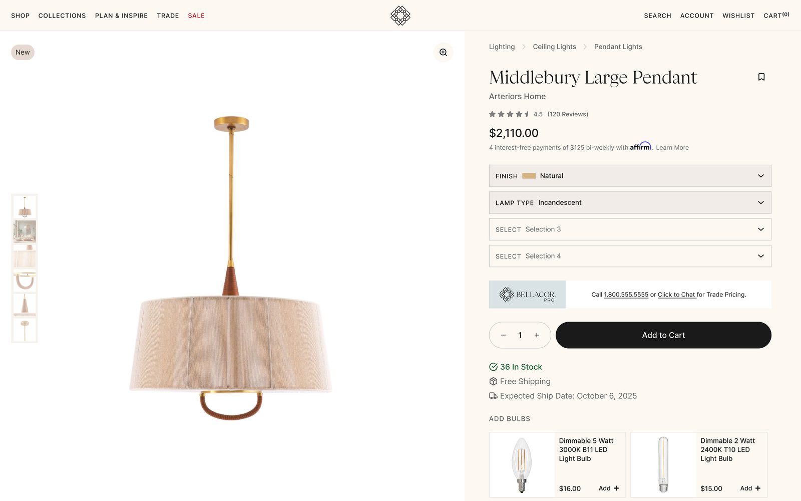 Middlebury Large Pendant product page