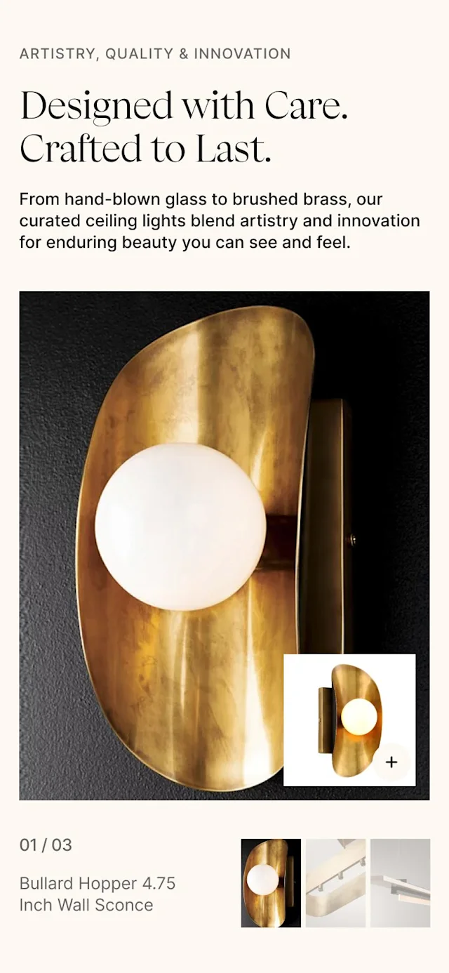Designed with Care. Crafted to Last. — wall sconce detail on mobile