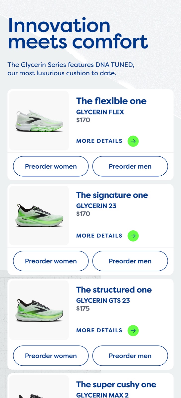 Innovation meets comfort — the Glycerin Series on mobile