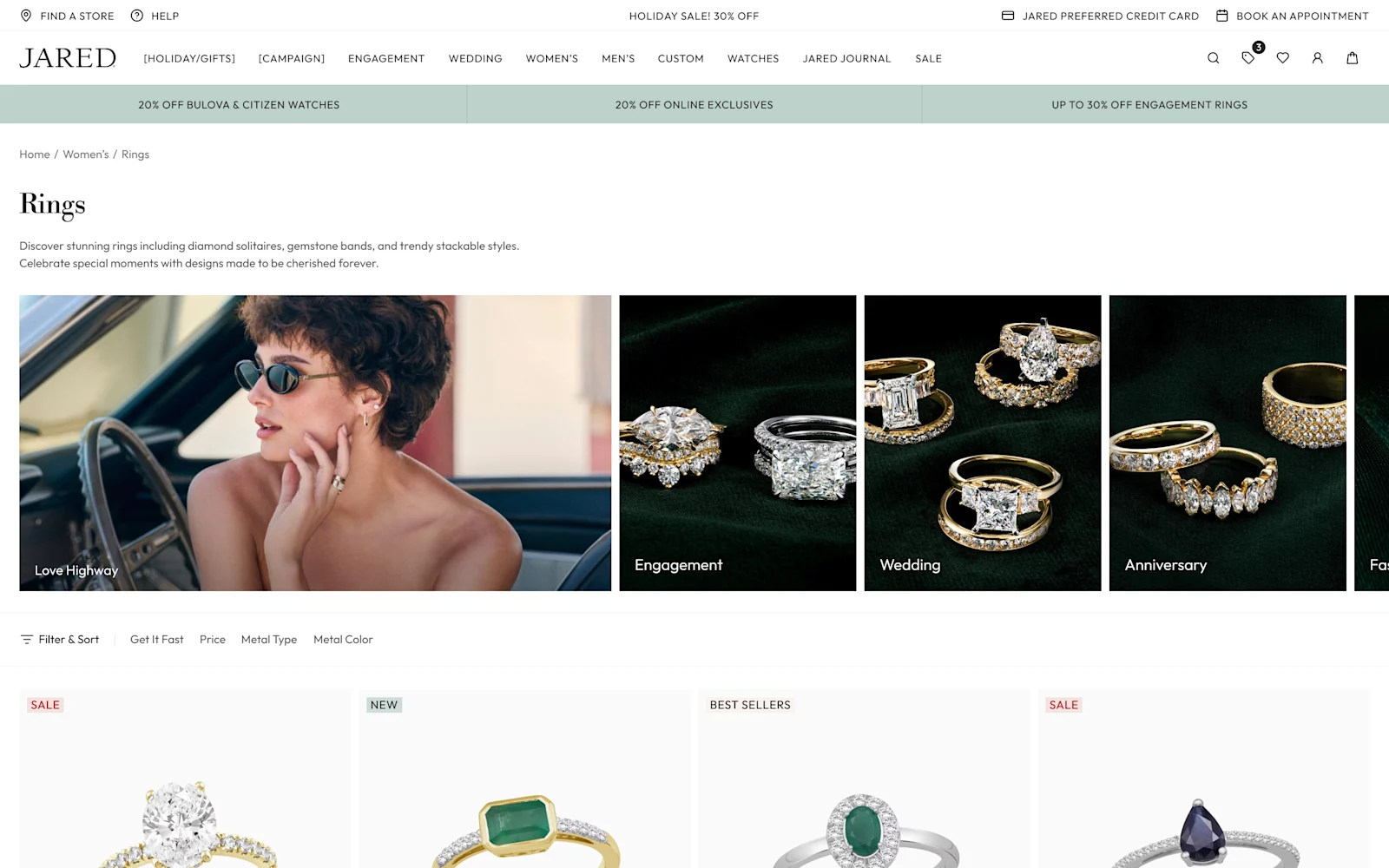 Jared Rings category page