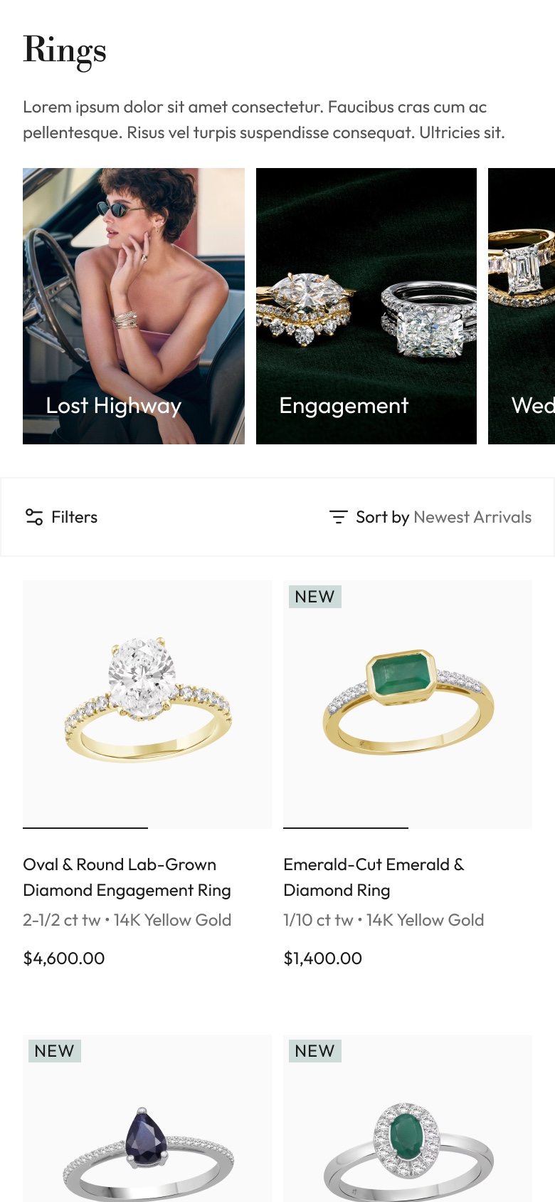 Rings category page