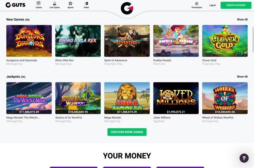 Guts Casino Review New Games