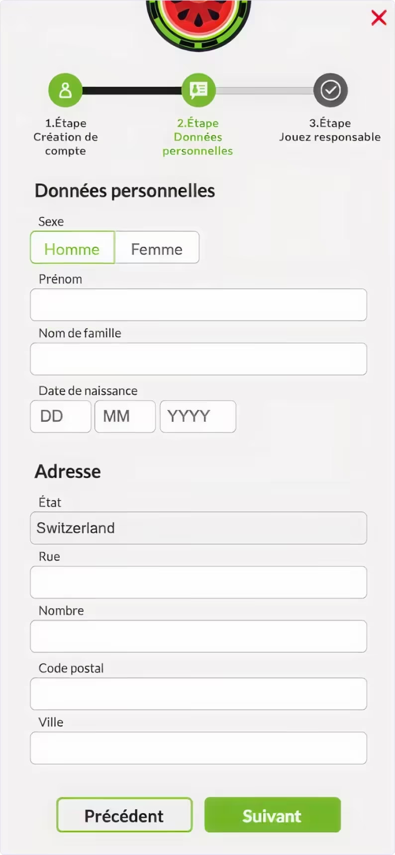 Étape trois pour ouvrir un compte sur 7Melons