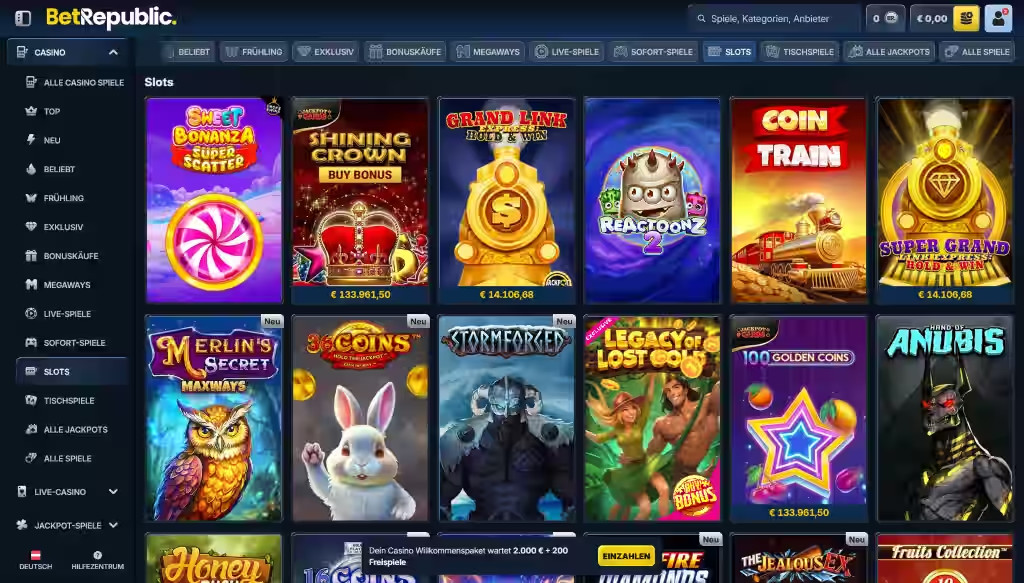 Slots im BetRepbulic Casino