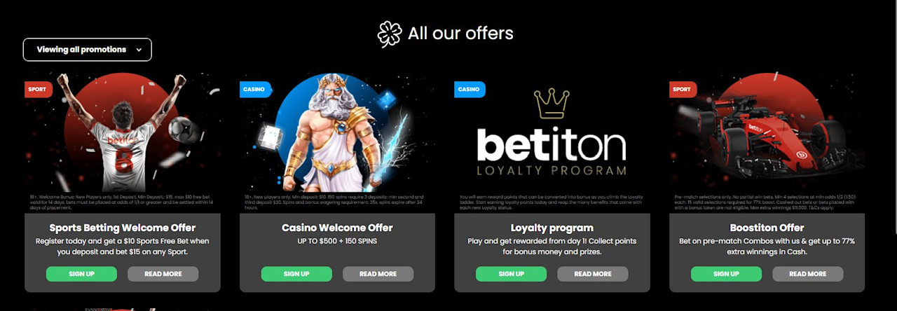Welcome bonuses at Betiton casino