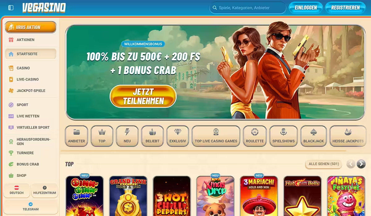 Vegasino Landing Page