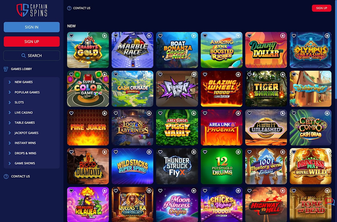 Captain Spins casino screenshot 2