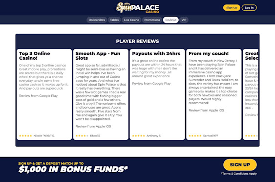 Spin Palace New Jersey screenshot 5