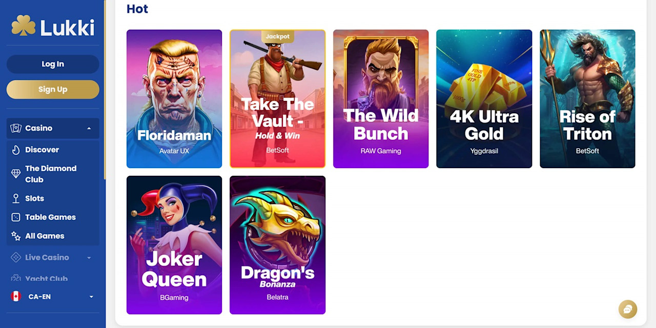 The hot slots selection at Lukki
