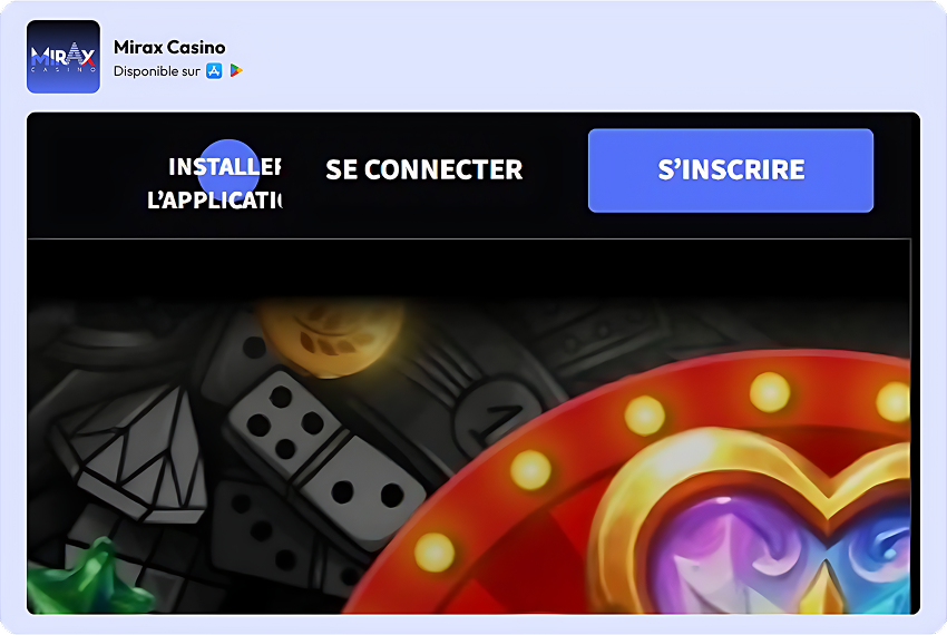 Inscirption sur Mirax Casino