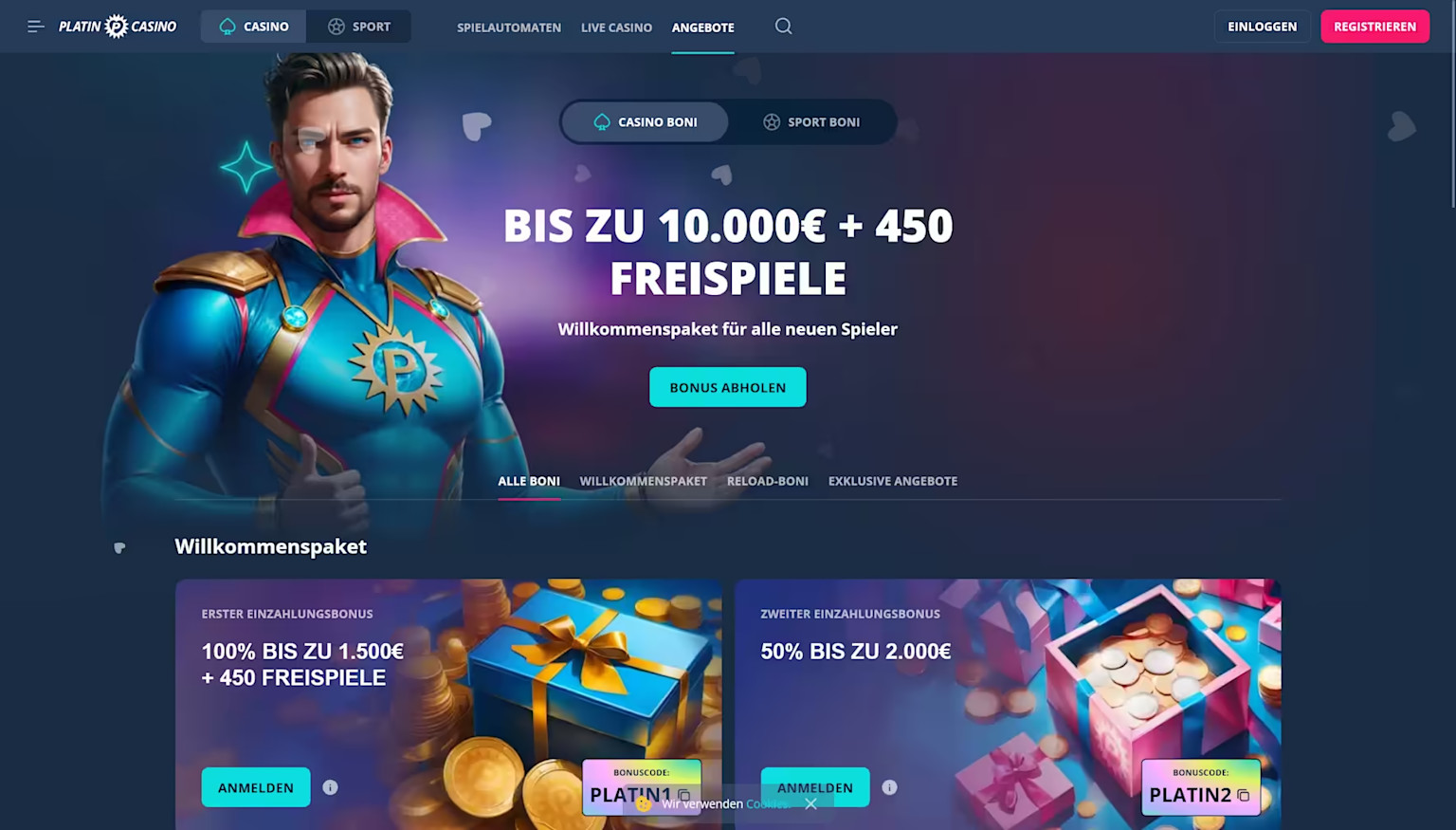 Screenshot of the Bonus Page